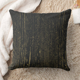 Elegantes Black Gold Wood Grain Kissen