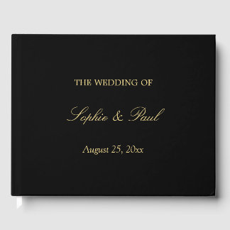 Elegantes Black Golden Beige Wedding Gästebuch