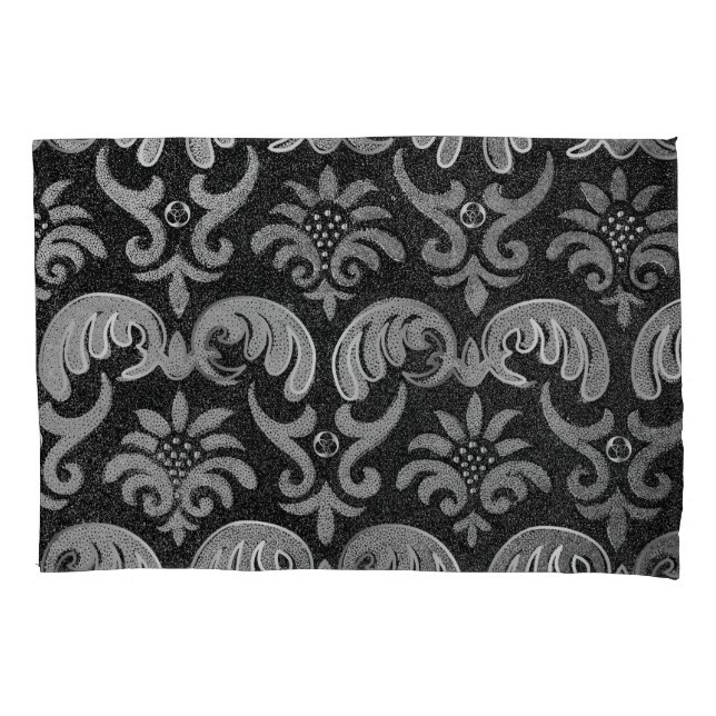 ELEGANTES BLACK-JACQUARD-DRUCKKKissen Kissenbezug (Vorderseite)