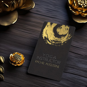 Elegantes Black Leather Imitate Gold Foil YOGA ZEN Visitenkarte
