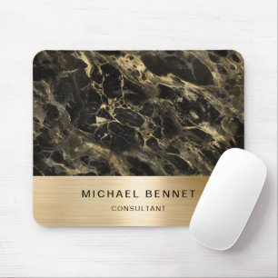 Elegantes Black Marble Gold Consultant Business Mousepad