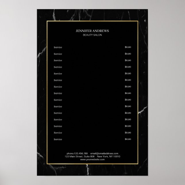 Elegantes Black Marble Gold Poster (Vorne)