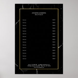 Elegantes Black Marble Gold Poster