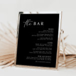 Elegantes Black Modern Minimalistisches Bar Menu<br><div class="desc">Konzipiert, um sich mit der "reinen" Einladungs-Kollektion für Hochzeiten abzustimmen. Klicken Sie zum Ändern der Details auf "Details". Um den Text zu verschieben oder die Größe, den Schriftart oder die Farbe zu ändern, klicken Sie auf "Bearbeiten mit dem Entwurfswerkzeug". Sehen Sie sich den Sammellink auf dieser Seite an, um alle...</div>