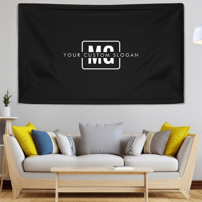 Elegantes Black Monogram Branding Event Personalis Banner (Von Creator hochgeladen)