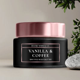 Elegantes Black & Rose Gold Body Butter Jar Label Wasserflaschenetikett