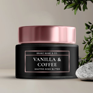 Elegantes Black & Rose Gold Body Butter Jar Label Wasserflaschenetikett
