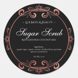 Elegantes Black Rose Gold Foil Luxuriöses Produkt Runder Aufkleber