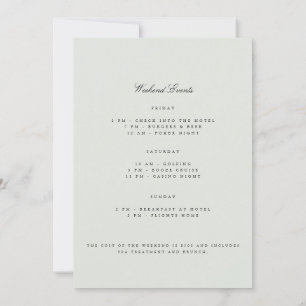 Elegantes Black & Sage Bachelor Wochenende Einladu Einladung