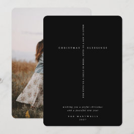 Elegantes Black Scripture Cross Foto Feiertagskarte