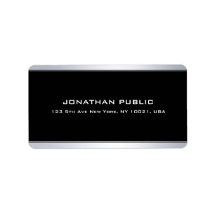 Elegantes Black Silver Einfach Modernes Trendy Sch Adressaufkleber
