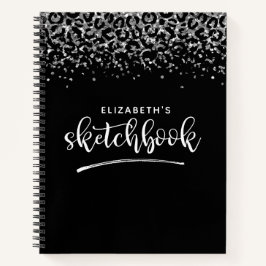 Elegantes Black Silver Glitzer Artist Sketchbook Notizbuch
