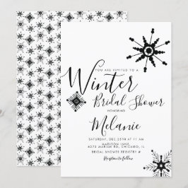Elegantes Black Snowflake Weihnachts-Brautparty Einladung