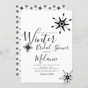 Elegantes Black Snowflake Weihnachts-Brautparty Einladung