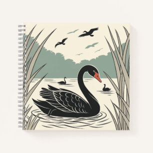 Elegantes Black Swan-Notebook Notizbuch