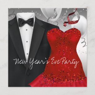 Elegantes Black Tuxedo Rotes Dress Party Einladung