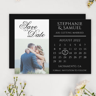 Elegantes Black Wedding Calendar Foto Save The Date