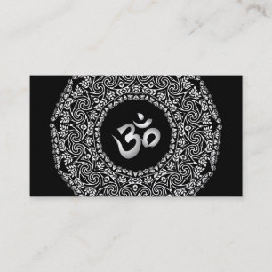 Elegantes Black & White Mandala Art Logo Yoga Visitenkarte