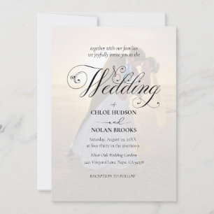 Elegantes Black & White Overlay Foto Hochzeit Einladung