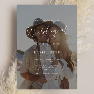 Elegantes Black & White Overlay Foto Hochzeit Einladung