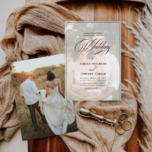 Elegantes Black & White Overlay Foto Hochzeit Einladung