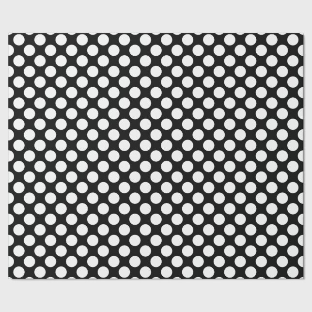 Elegantes Black & White Polka Dot Wrapping Paper Geschenkpapier (Saum)