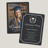 Elegantes Black & White School Emblem Grad Foto