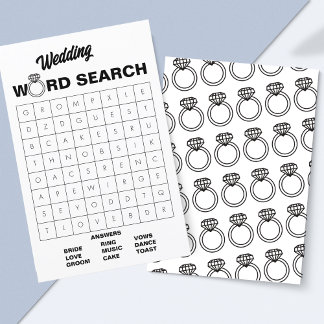 Elegantes Black & White Wedding Word Search Game