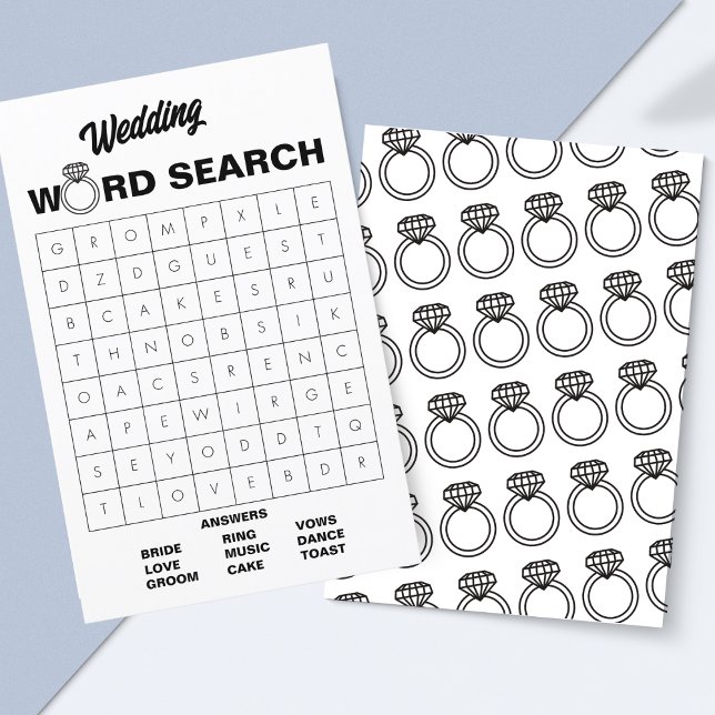 Elegantes Black & White Wedding Word Search Game (Printable Wedding Word Search – A Fun Game for Bridal Showers & Receptions!)