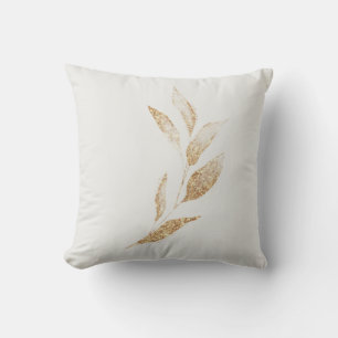 Elegantes Blatt im gebürsteten Goldfinish Botanisc Kissen