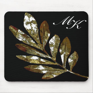 Elegantes Blatt-Monogramm Mousepad