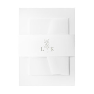 Elegantes Blatt-Monogramm Sage-Grün Hochzeit Einladungsbanderole
