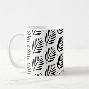 Elegantes Blatt-Muster in Schwarzweiss Kaffeetasse