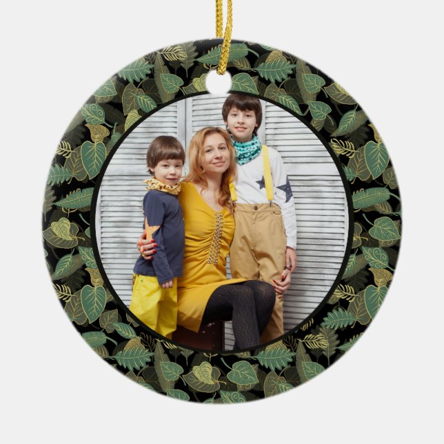 Elegantes Blattdesign Botanisch Keramik Ornament (Vorne)