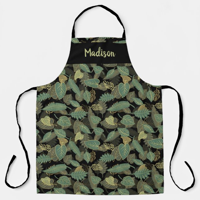 Elegantes Blattdesign Botanische Küche Schürze (Vorderseite)