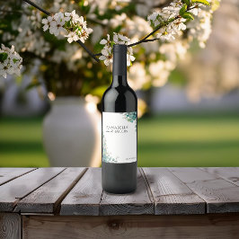 Elegantes Blätter Wasserfarben Weinkarte Weinetikett