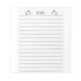 Elegantes Blattmonogramm personalisiertes Liniengp Notizblock