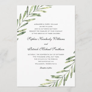 Elegantes Blattwerk   3 Sets Hochzeitseltern Einladung