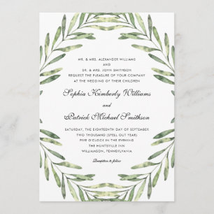 Elegantes Blattwerk   alle Eltern, die Hochzeit ve Einladung