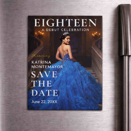 Elegantes Blau 18. Magnetisches Erinnerungsdatum Magneteinladung