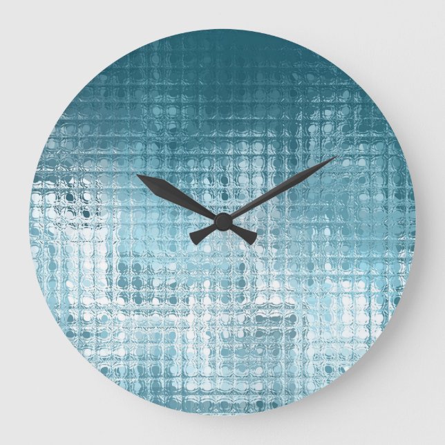 Elegantes Blau Abstrakt: Schöner Hintergrund Große Wanduhr (Vorderseite)