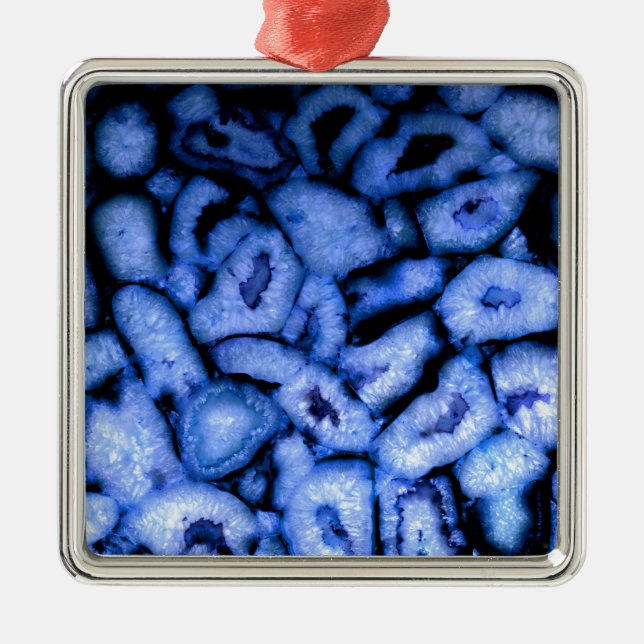 Elegantes Blau agiert blaue Edelsteine blaues Quar Silbernes Ornament (Vorne)