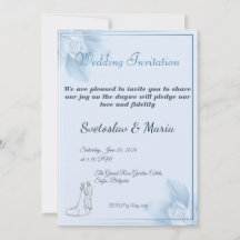 Elegantes Blau-Aquarell-Paar-Linienkunst-Hochzeit