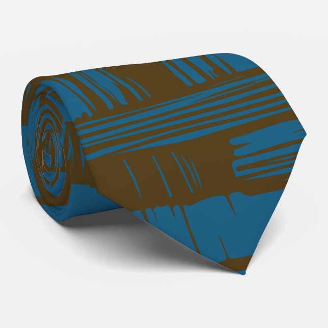 Elegantes blau-braunes abstraktes Muster  Krawatte (Gerollt)