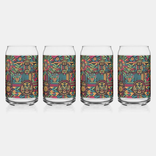 Elegantes Blau "Eclipsed Suns and Pyramids" Glas T (Vorderseite)