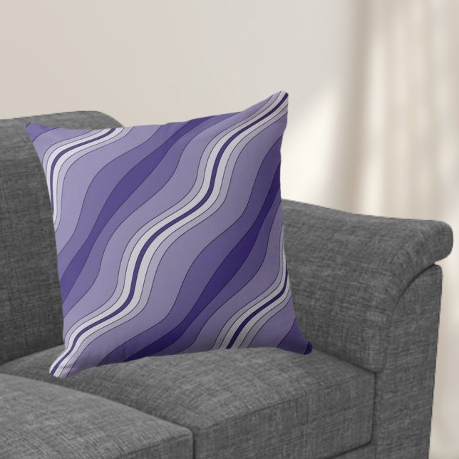Elegantes, blau geleichtes Linienmuster Kissen (Elegant Blue Layered Lines Pattern Throw Pillow)