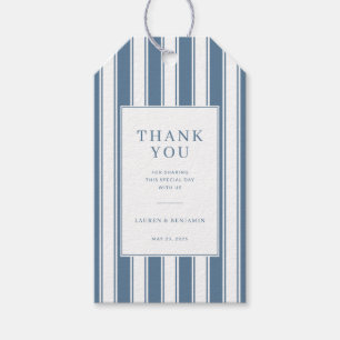 Elegantes blau gestreiftes Dankeschön Geschenkanhänger