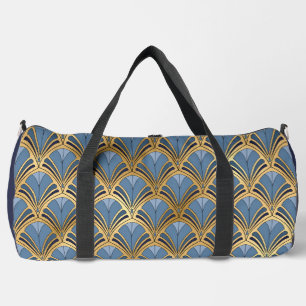 Elegantes Blau Gold Art Deco Vintage Muster Duffle Bag