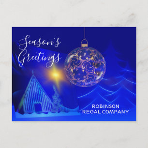Elegantes Blau-Gold-Ornament Geschäftsurlaub Postkarte