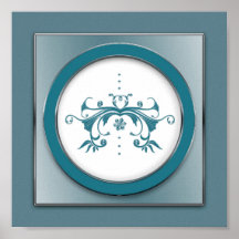 Elegantes Blau/Grau Swirl floral q. Drucken